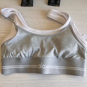 ALO Yoga Better Together Gray and White Women's Top- NWT